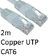 CAT6 Ethernet Cable 2m White - Full Copper RJ45 UTP Patch Lead CAT6 Ethernet Cable 2m White - Full Copper RJ45 UTP Patch Lead